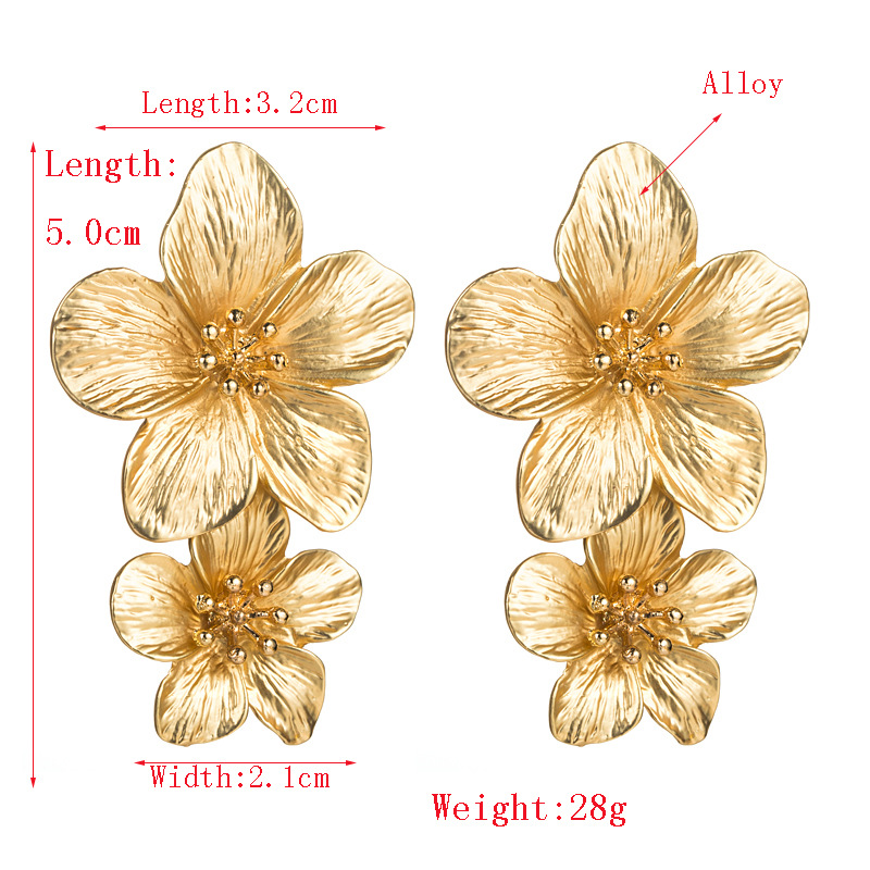 Gold Flower Petal Earrings
