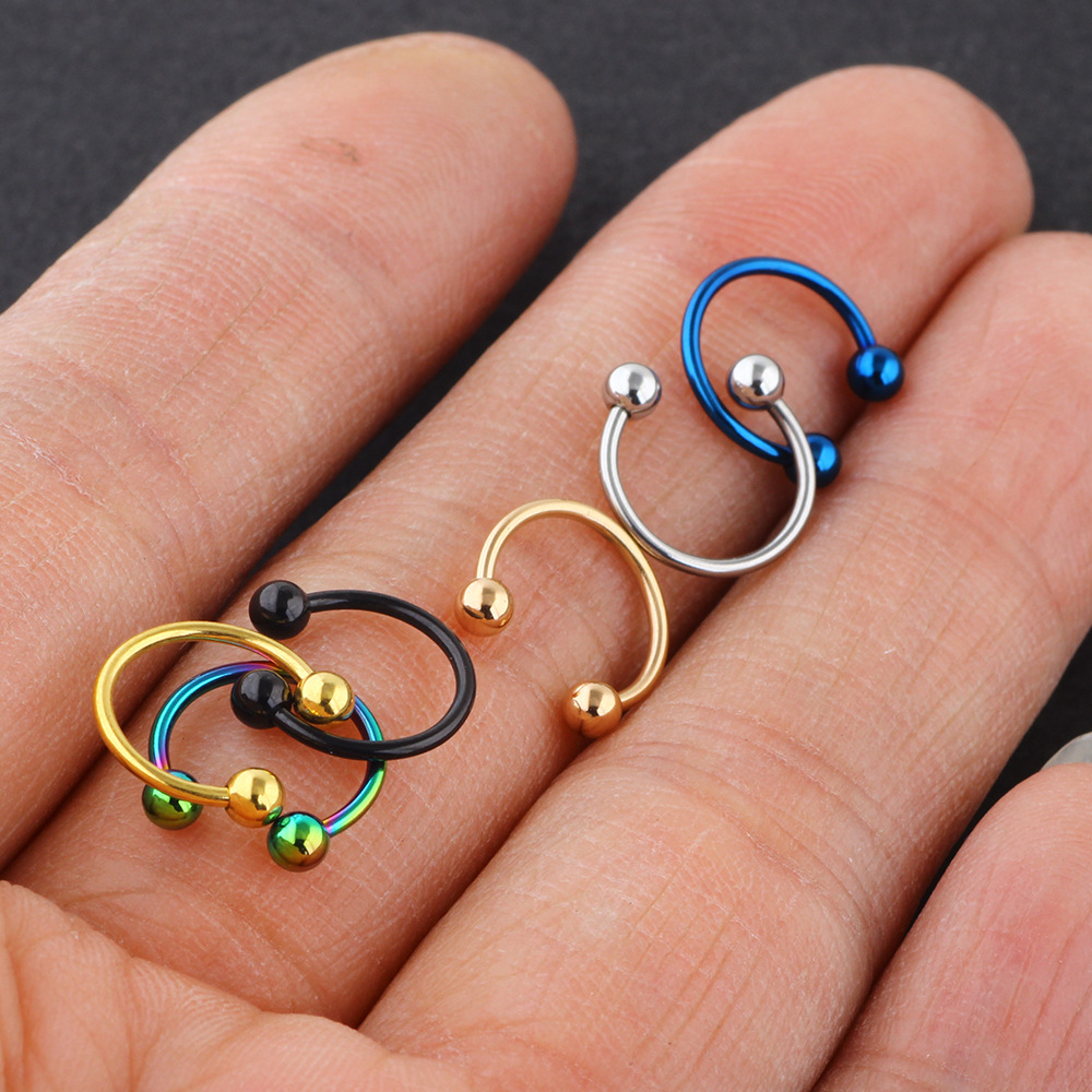 WISH Explosions Stainless Steel Fake Nose Ring Nose Nail Septum Jewelry European American U-Shaped Nose Ring Body Piercing detail image 7