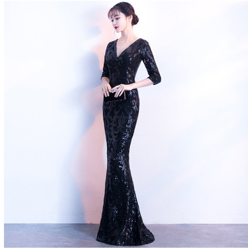 Evening Dresses cocktail party banquet dress vestido de banquete de cóctel Long sequined fishtail dress