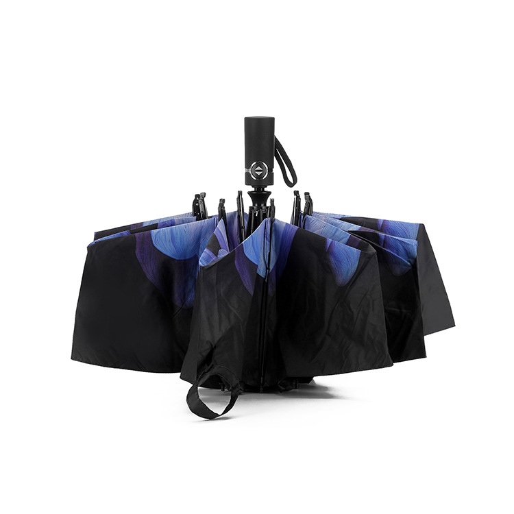 自动三折黑胶防晒太阳雨伞遮阳折叠伞防紫外线黑胶晴雨伞创意logo