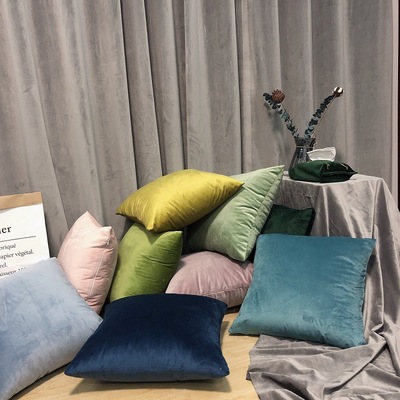 ins风简约现代样板房沙发客厅摄影装饰天鹅绒纯色抱枕靠垫坐垫