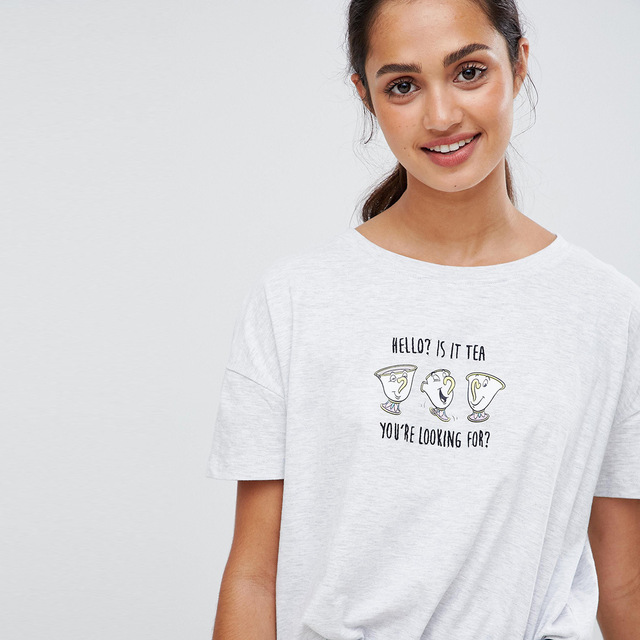 Simple Base Blouse Cartoon Letter Printed Short Sleeve 