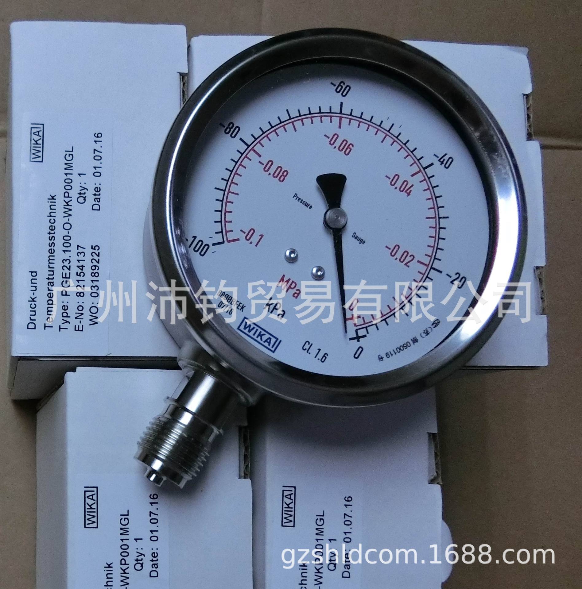 WIKA威卡PGE23安装工程1.6Mpa消防管道压力表水工压缩气体压力表
