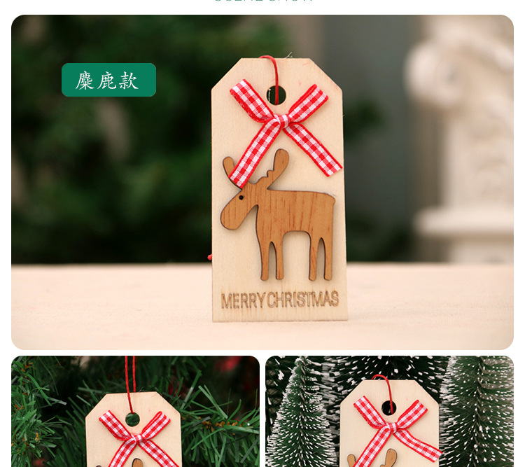 New Christmas Decoration Christmas Wooden Pendant Christmas Tree Pendant Bow Wooden Tagpicture3