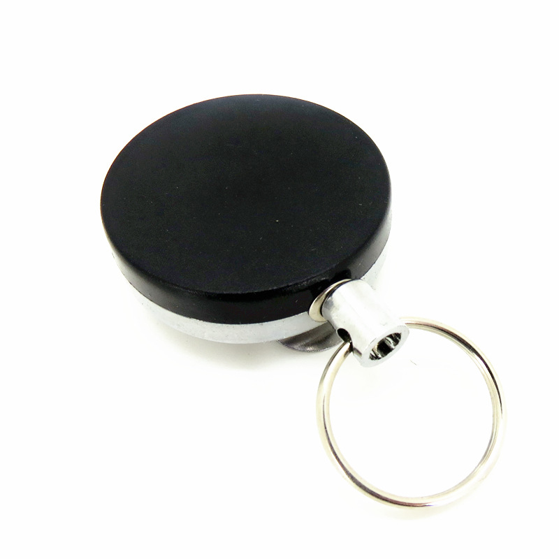 源头厂家直径4cm耐用的半金属半塑料拉线器 金属伸缩钥匙扣收纳器