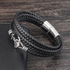 Woven bracelet stainless steel, European style, genuine leather