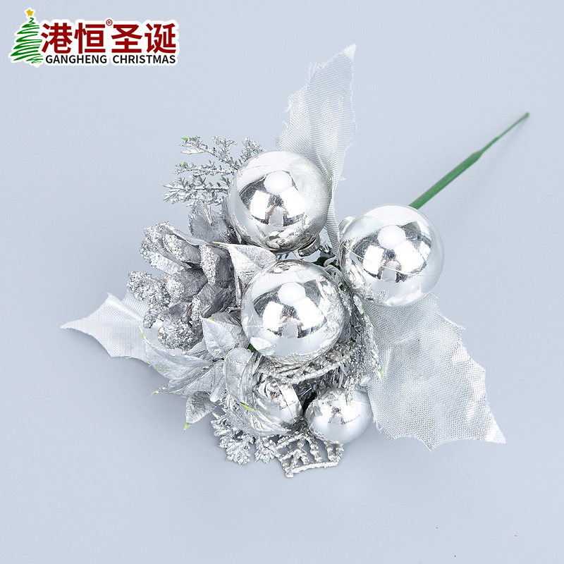Rama de Arreglo Floral Artificial con Forma de Cono de Navidad, 15*10cm, Bola de Navidad, Fruta, Piña, Adorno Colgante, Suministros de Decoración para Ambiente Navideño