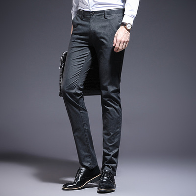 2019夏季薄款男裤青年男式休闲裤韩版弹力修脚商务长裤男潮流男装
