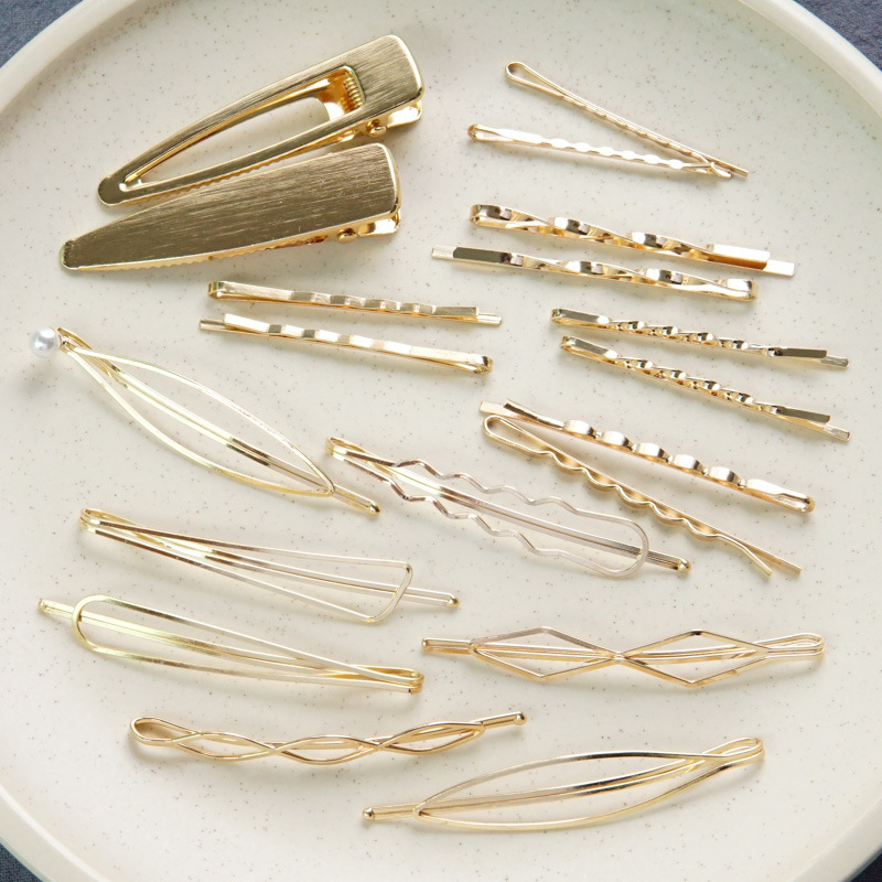 8g Weight Headwear Classification Anniversary Occasion Alloy Material Geometric Pattern Women'S Gender Plating Design Fashion Style Gold Color Metal Pearl Gold Hairpin 4