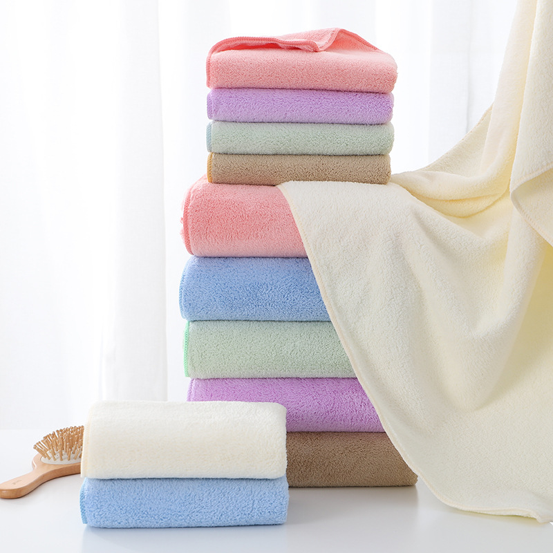 珊瑚绒毛巾浴巾套装柔软吸水不易掉毛团购礼品一件代发可定制LOGO