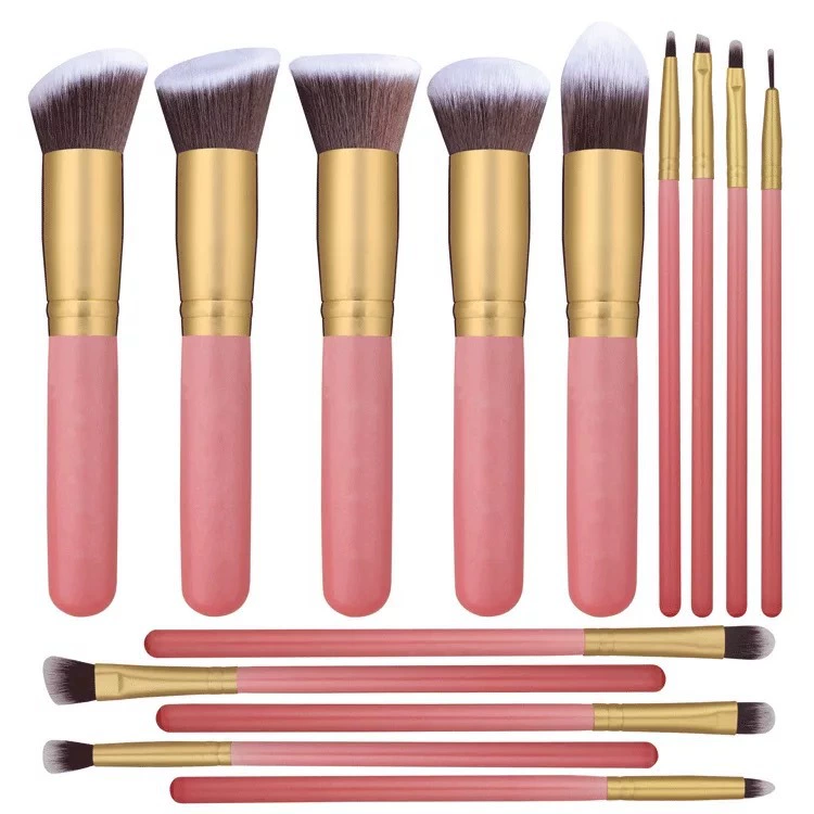 Golden brush contains rose, 14 pieces