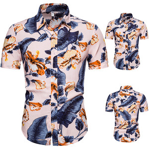 Hawaiian high quality cotton short sleeve Lapel shirt
