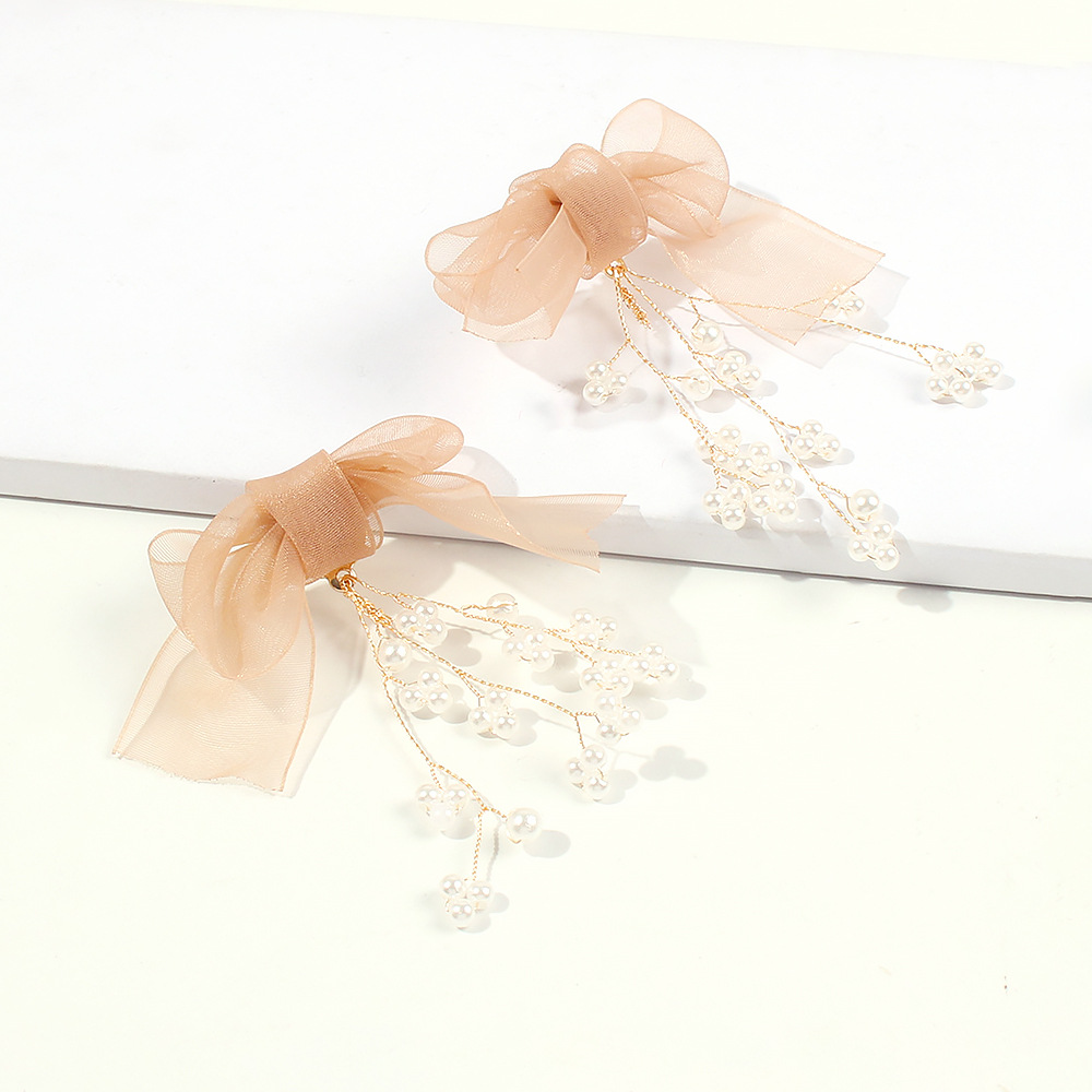 Earrings New Bow Hanging Ring Autumn And Winter Trend Pearl Earrings display picture 6