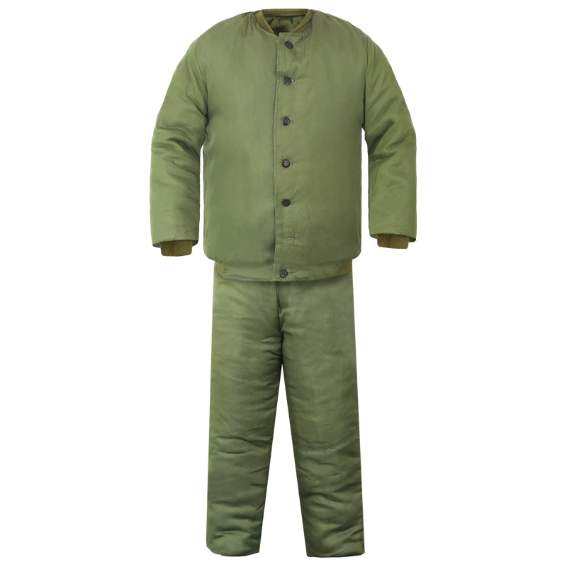 Зимняя утолщенная Холодная куртка с хлопковой подкладкой, армейская зеленая теплая куртка с хлопковой подкладкой, Заводская старомодная охрана труда, небольшая куртка с хлопковой подкладкой, Холодостойкие брюки с хлопковой подкладкой, костюм для мужчин