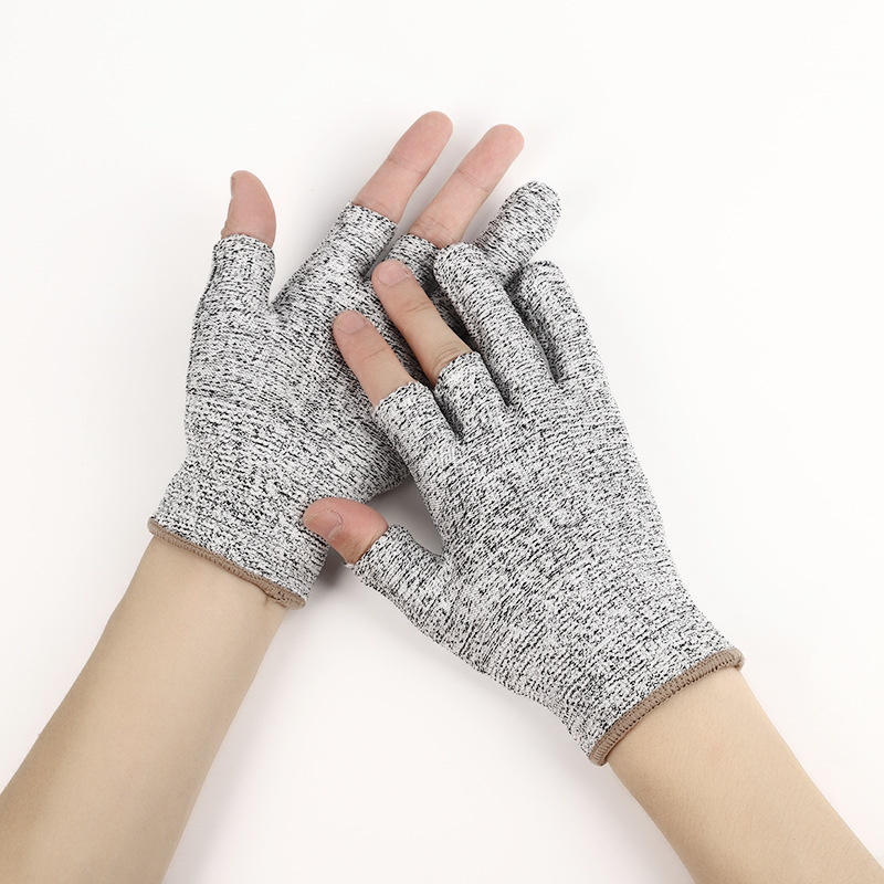 跨境外贸五级防割手套男女露两指三指厨房园艺劳保木工雕刻钓鱼