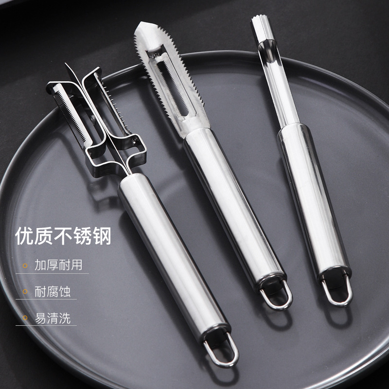 Gadget cuisine - ensemble de 3 pièces couteau d office couteau à raboter dissolvant  couteau à fruits éplucheur - Ref 3405638 Image 1