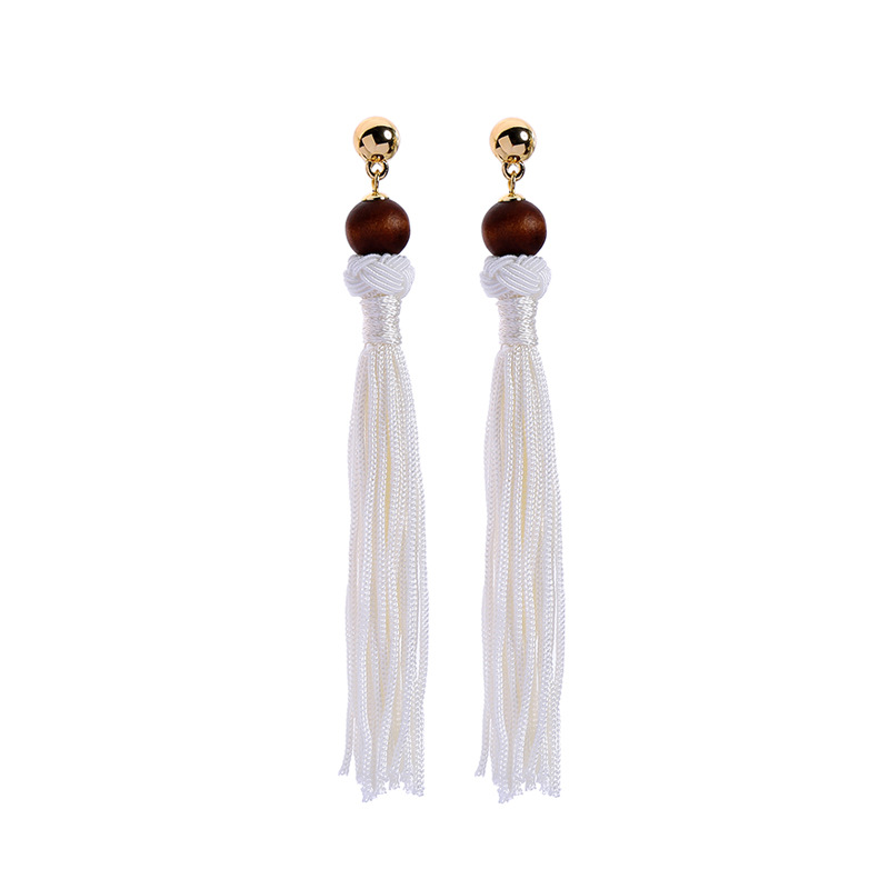 Long Wooden Beads Tassel Earrings Women&#39;s Earrings Wholesale display picture 9