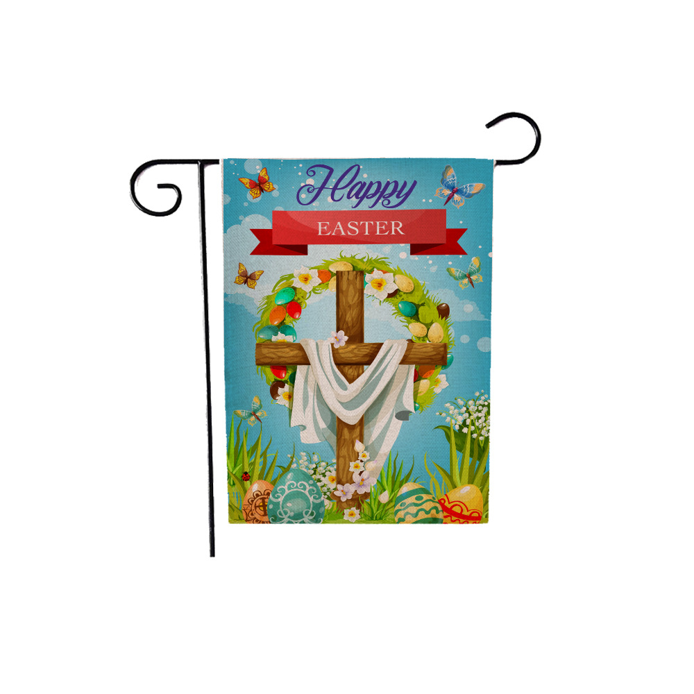 75g Weight Flag Event & Party Supplies 1 Piece, 47*32cm Quantity Linen Material Easter Festival Rabbit, Letter Pattern Cute Style Easter Cute Rabbit Letter Linen Flag Party Supplies Decorations 1 Piece 47*32cm 27
