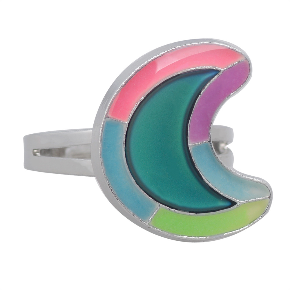 50g Weight Artificial Gemstones Inlay Material Birthday Occasion Alloy Material Heart Pattern Women'S Gender Plating Design Fashion Style Simple Peach Heart Love Butterfly Moon Color Changing Ring 34