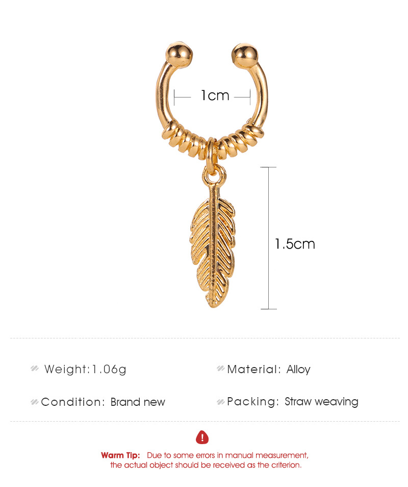 Oreille Bijoux Simple Plume Pendentif Oreille Os Clip Oreille Ongle Simple Feuille Indolore Clip Oreille Clip Boucles D&#39;oreilles En Gros Nihaojewelry display picture 1