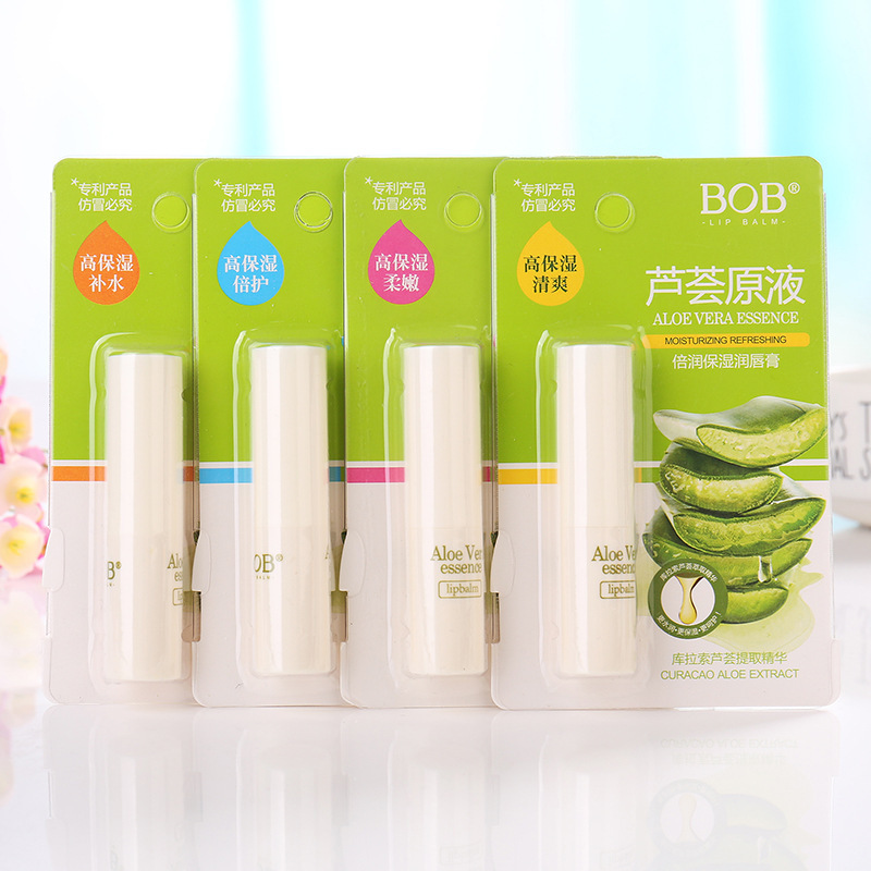 BOB芦荟原液润唇膏无色保湿滋润唇膜补水减淡唇纹女男士防干裂|ms