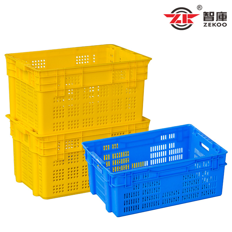 加厚錯位筐海鮮水果蔬菜塑料周轉籮食品豆芽反轉套疊筐可堆碼籃子