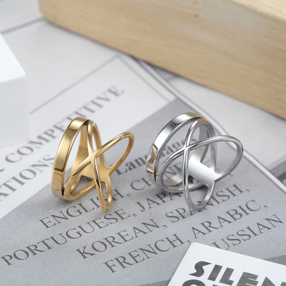 Unisex Gender Real Gold Plated Geometric 304 Stainless Steel Simple Style Waterproof Non Tarnish Rings