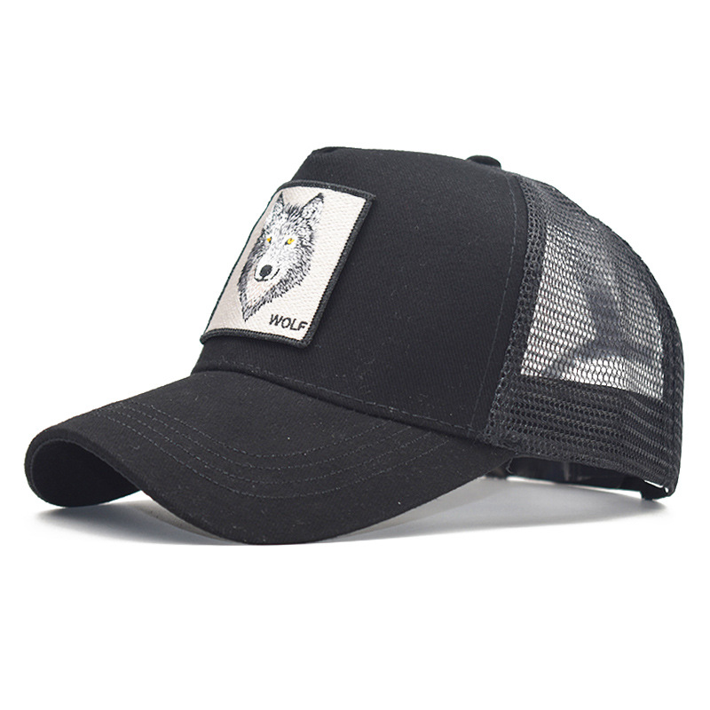 Popular Amazon bordado animal de algodón de malla gorra de béisbol de las mujeres de los hombres de deportes al aire libre gorra enarbolada