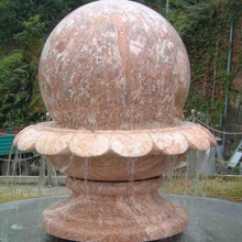 供應紅色石材水轉球噴泉 庭院大理石景觀噴泉別墅流水雕塑擺件