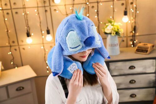 Cute U-shaped neck pillow, car travel hooded neck pillow, single office nap cervical spine pillow, cartoon U-shaped pillow