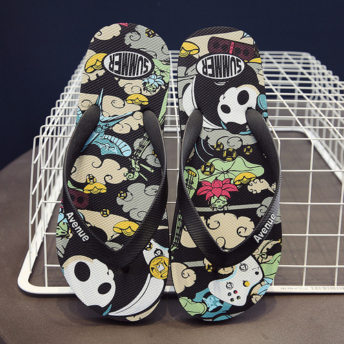 National trend totem style slippers for men, summer flip-flops, fashionable outer wear, personalized beach shoes, trendy casual sandals