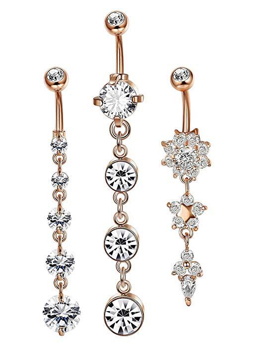 Belly button piercing with zircon, Amazon