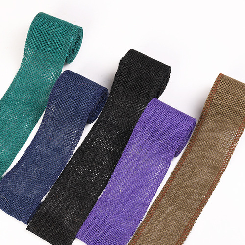 Factory direct sale 6.0 width handmade DIY Christmas decorative linen roll colorful hemp rope webbing 2 meters
