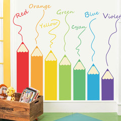 FX64104 Cartoon Rainbow Pencil Wall Sticker for Kindergarten Children's Room Wall Self-adhesive Art