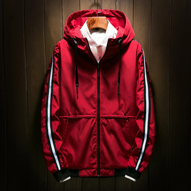 Spring and autumn men’s letter slim Hooded Coat casual versatile jacket man