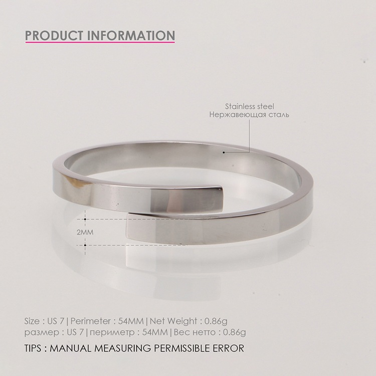 Emanco Offener Paar Ring Einfacher Geometrischer Glänzendes Edelstahl Ring Koreanischer Vergoldeter Titan Stahl Ring display picture 3