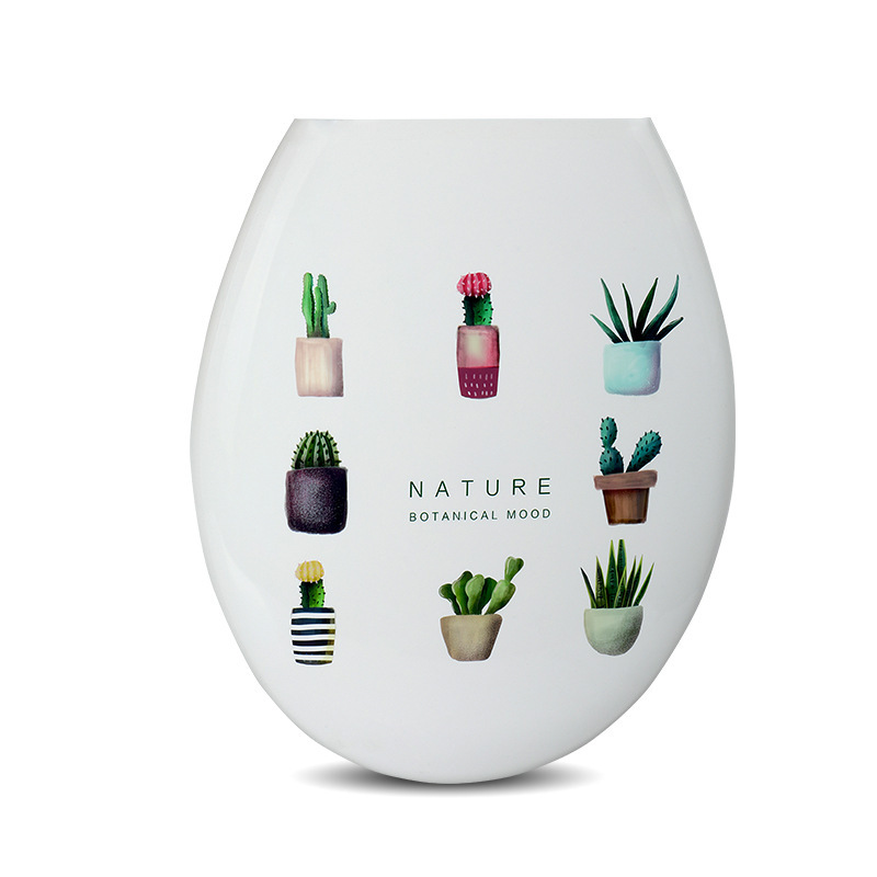 Cubierta de inodoro engrosada impresa cubierta de asiento de inodoro accesorios de plástico PP estilo europeo ordinario en forma de U 18 pulgadas cubierta de inodoro