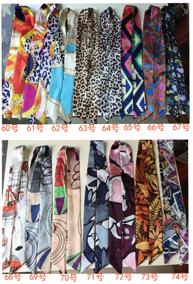 Printed and patterned twill silk scarf manufacturer wholesale accessories silk scarves handbags tied with bows silk scarves striped flowers undefined