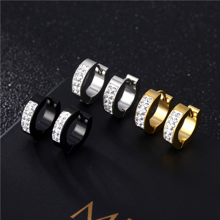 Fashion Circle Titanium Steel Plating Inlay Zircon Earrings 1 Piece display picture 2
