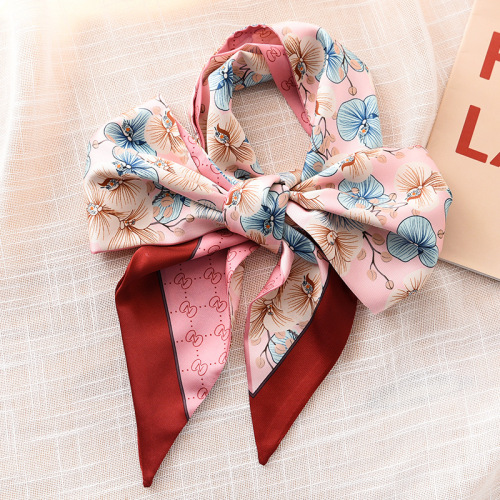 Spring and Autumn Ribbon New European and American Long Narrow Sharp Corner Sunscreen Silk Scarf Simulated Silk Warm Scarf Wholesale