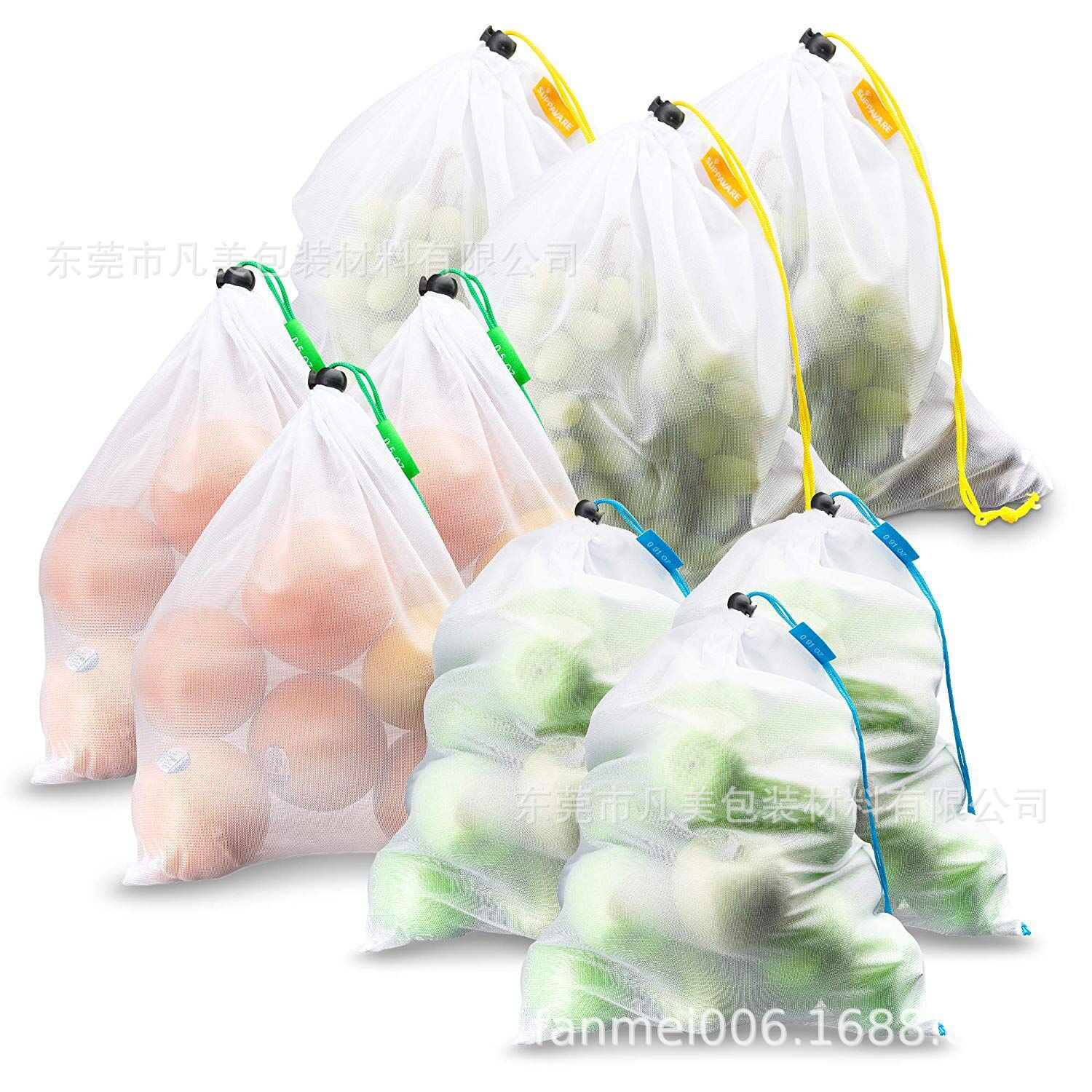 东莞厂家直销20D弯纹平布水果蔬菜束口袋 RPET网袋