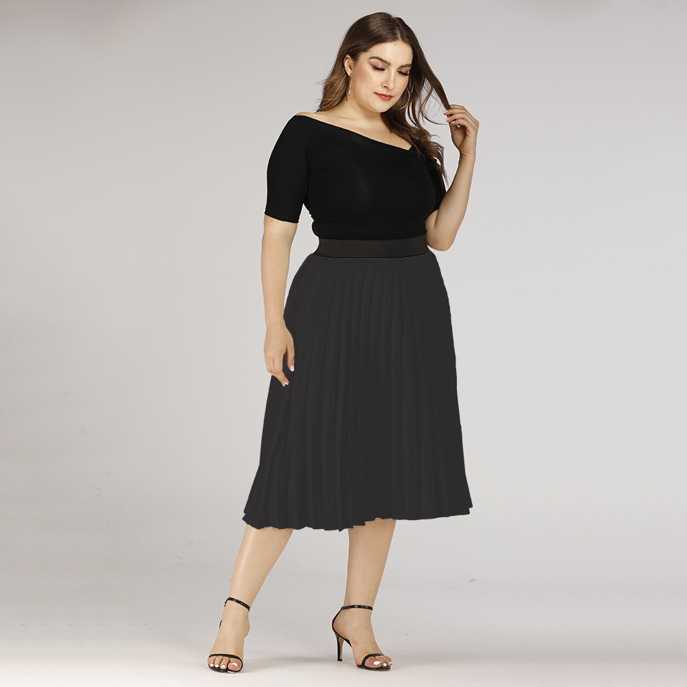summer new plus size all-match solid color skirt  NSJR19434