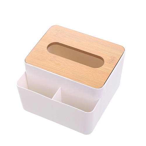 Desktop plastic tissue box living room coffee table remote control multifunctional tissue storage box wooden bathroom tissue box