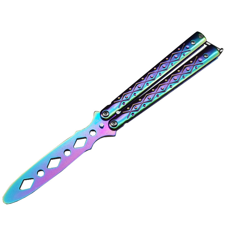 Cuchillo de mariposa principiante práctica cuchillo de acero inoxidable cuchillo de visualización sin cuchilla de corte portátil Flip deformación aparato al aire libre
