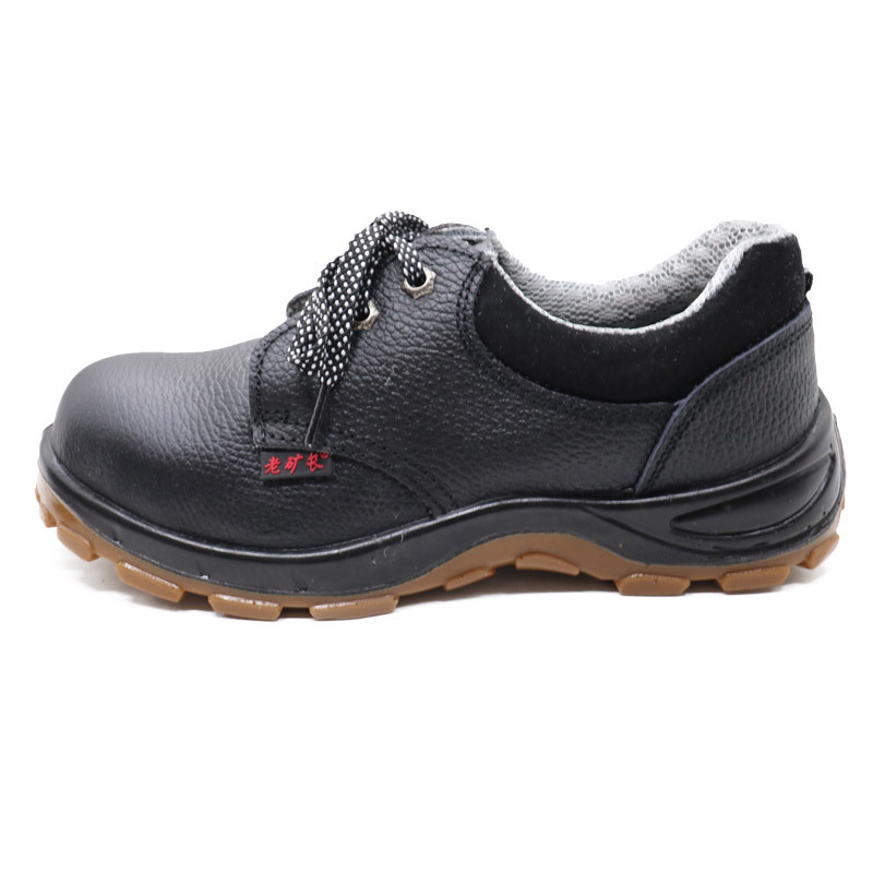 老矿长劳保鞋厂家直供D508防砸绝缘压花牛皮耐油防滑pu牛筋安全鞋