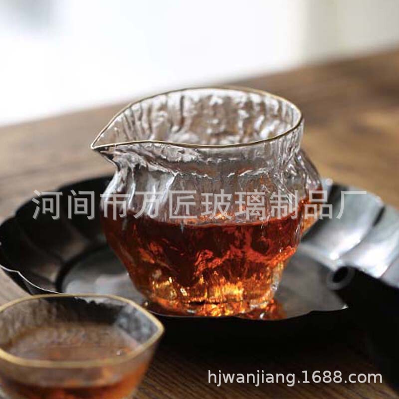 Production of Japanese hammered glass male cup thickened heat-resistant walnut fair cup large uniform Cup Japanese tea dispenser