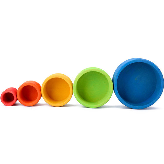 Wooden Stacked Bowl Stacked Cup Set Box Set Cup Fun Stacked Play Family Educational Toys