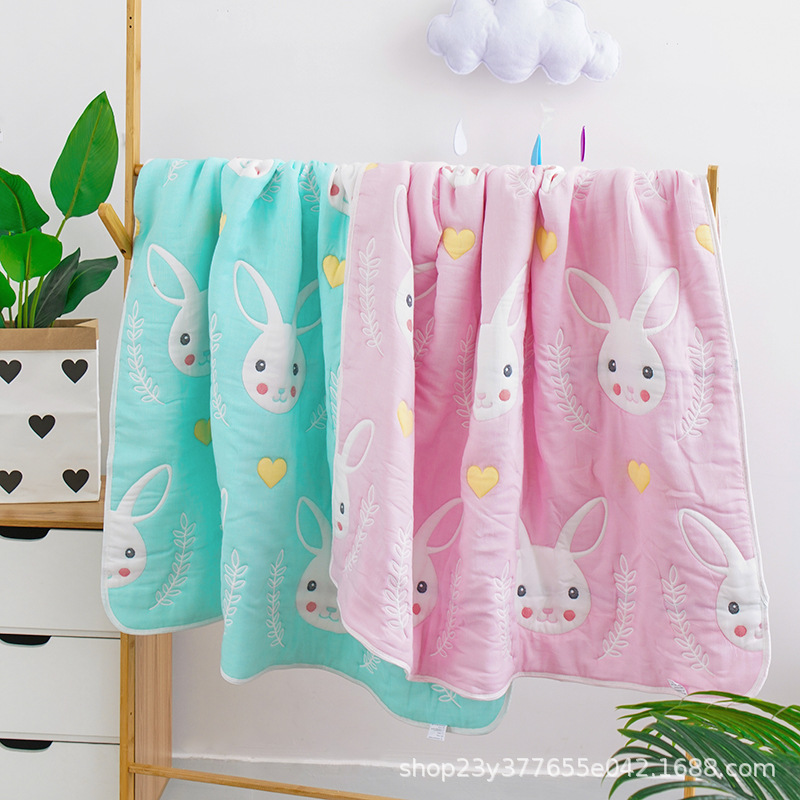 现货10层纱布加厚110*110色织提花包边婴幼儿童被盖毯柔软保暖|ms