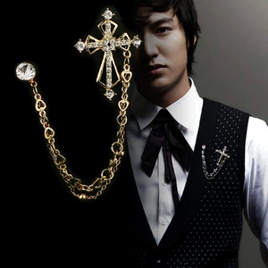 Men's Cross Pendant with Love Heart Chain Tassel, Western Style Suit Vest Accessories, Direct Selling