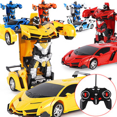 Model sports car with one-touch transformation remote control car, children's toy transforming robot rechargeable remote control car